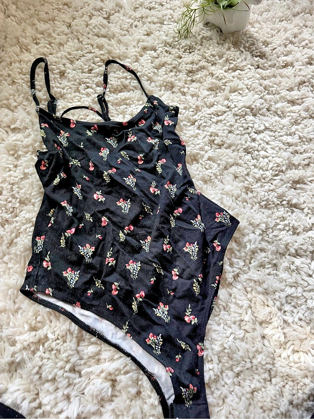 Forever 21 Floral One-Piece in Black & Pink Size Medium